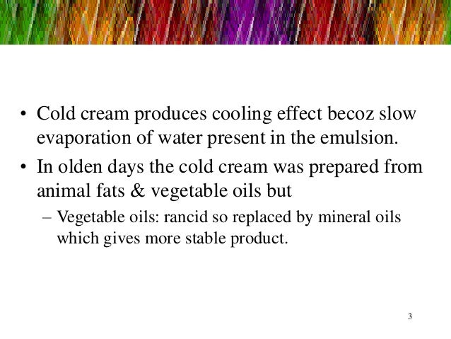 Produce creams with vegetable oils